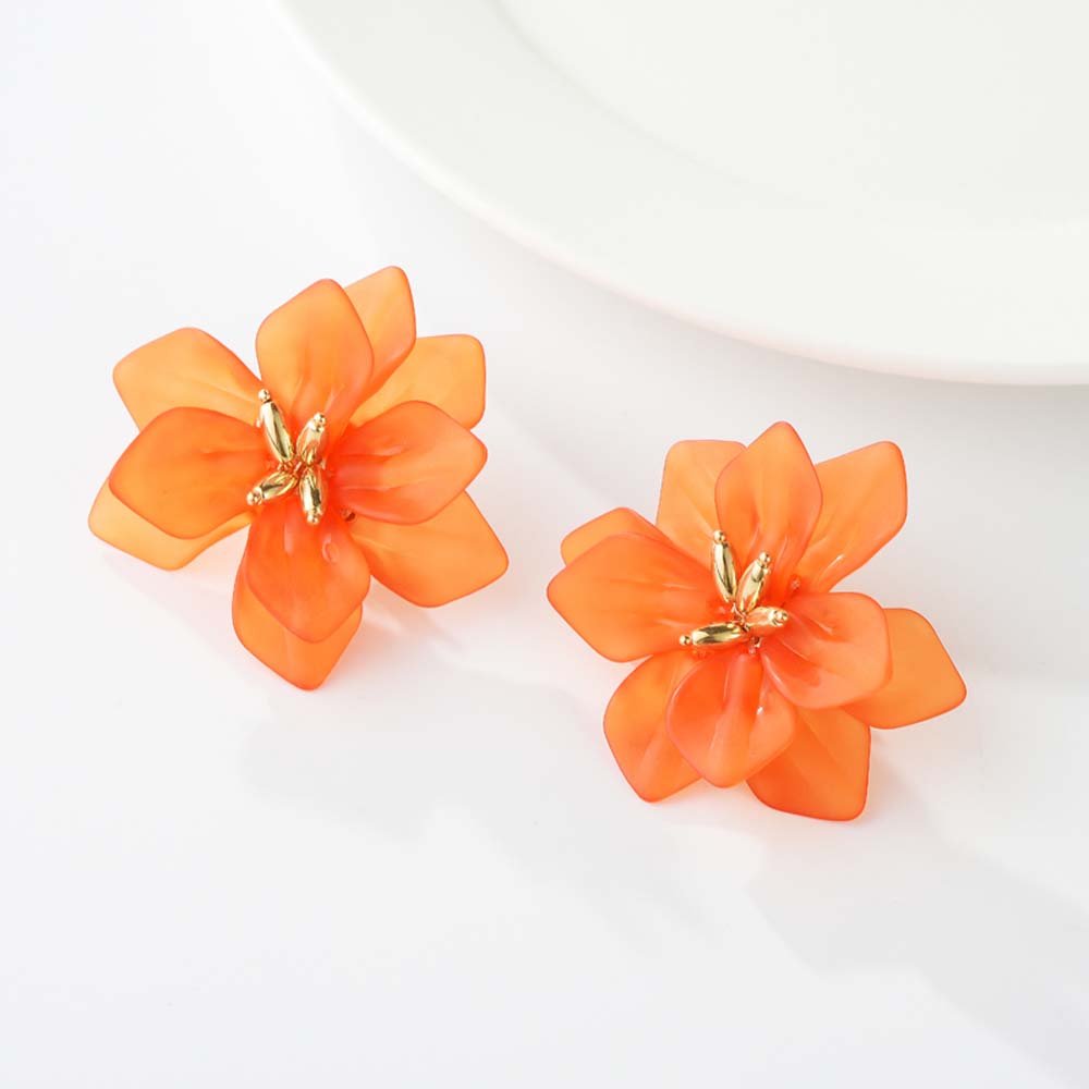 1 Đôi Khuyên Tai Kim Loại Hình Hoa Thời Trang Cho Nữ
