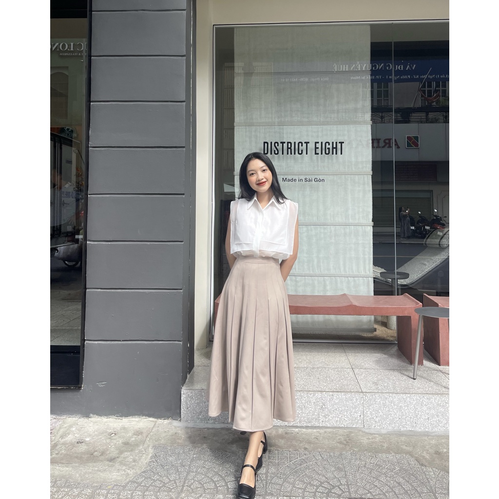 Chân váy công sở xếp ly thanh lịch màu nâu xám Cindy Skirt