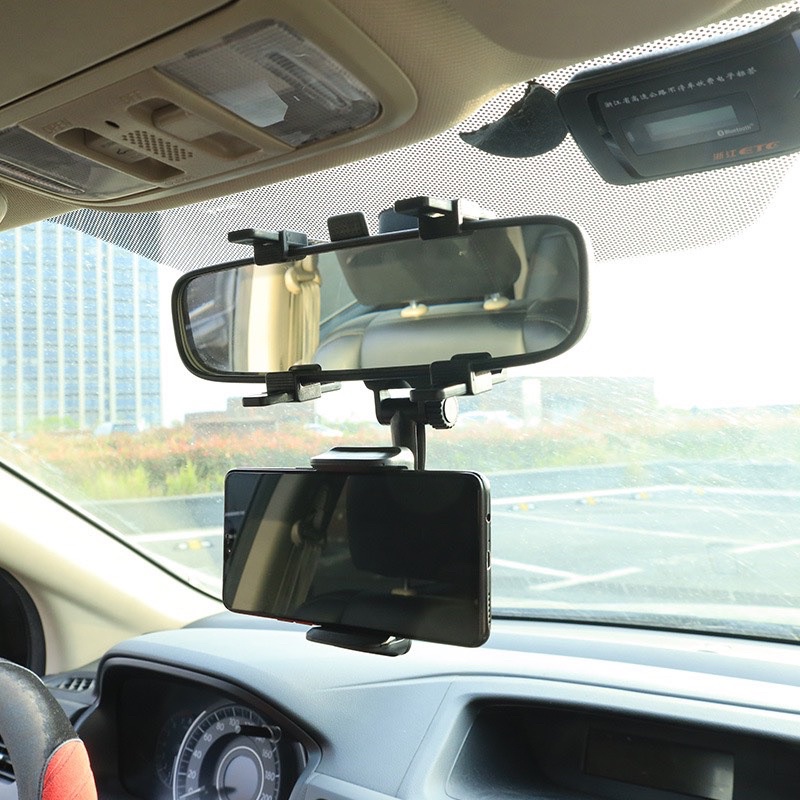Giá đỡ kẹp điện thoại lên gương chiếu hậu để trên xe hơi ô tô xoay 360 độ chống rung treo đa điểm