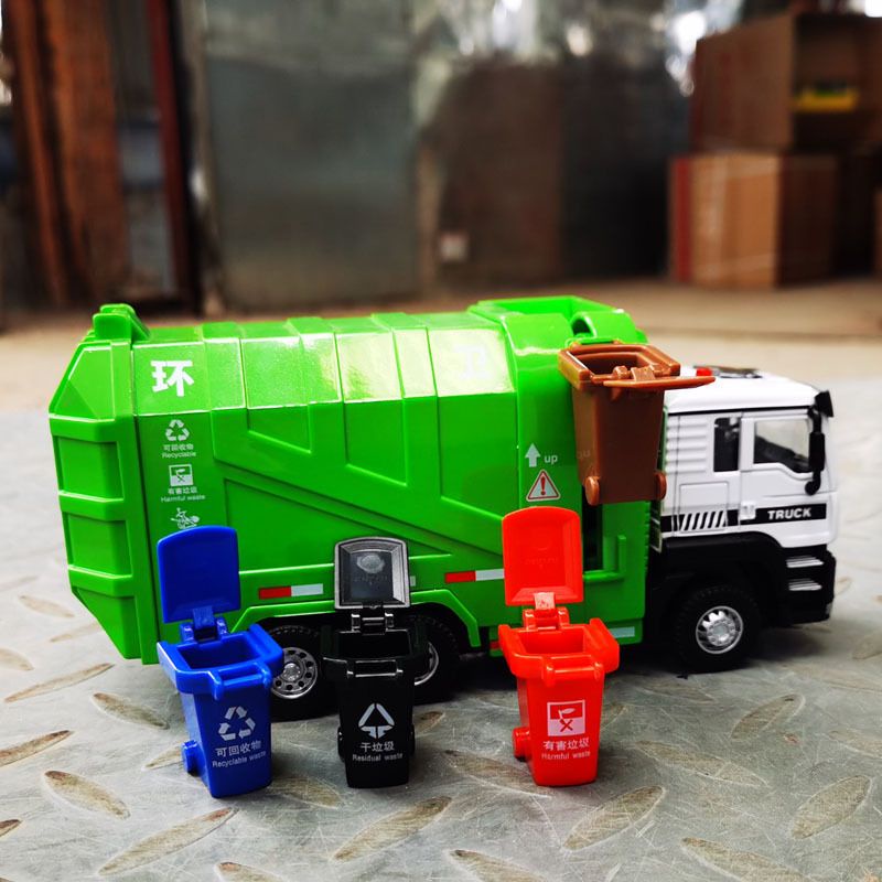 Đồ chơi xe chở rác kim loại tỉ lệ 1:50
