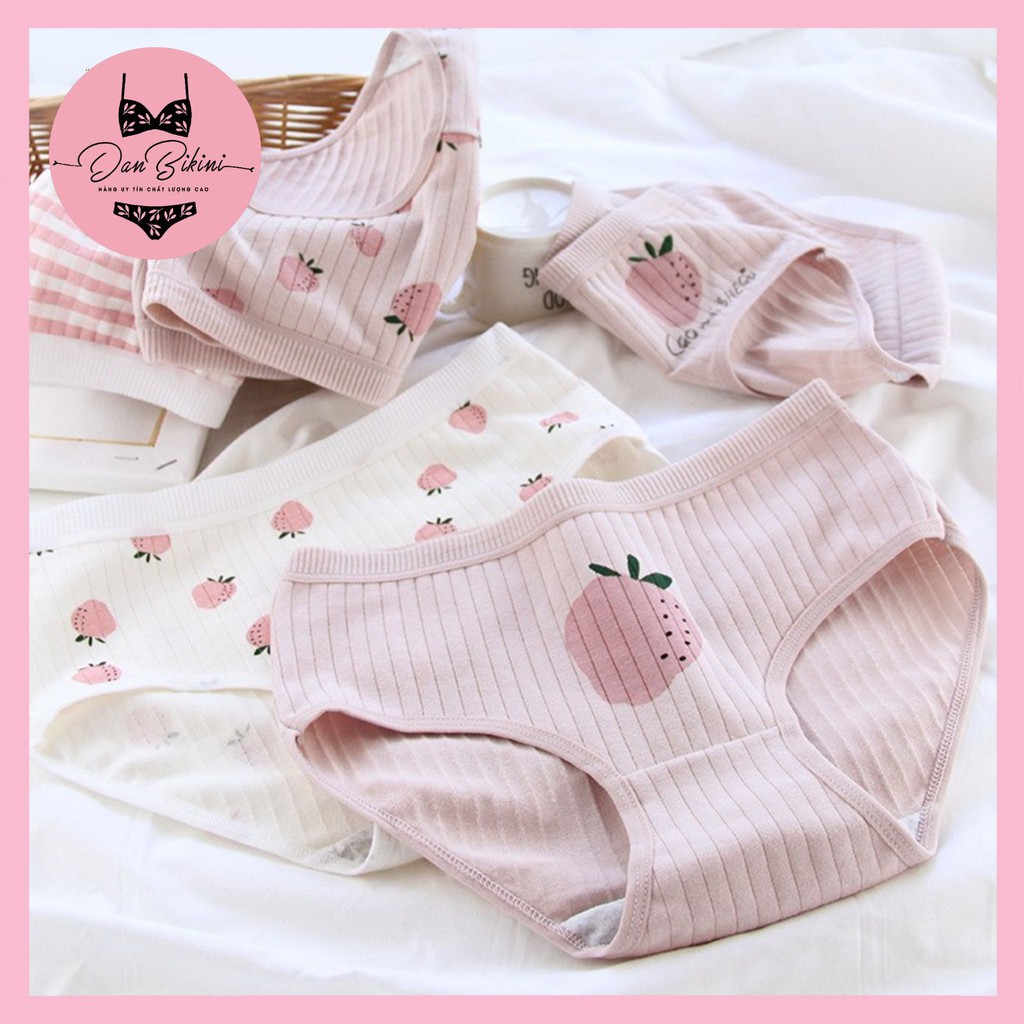 Quần Lót Nữ ❤️FREESHIP❤️ Quần Lót Nữ Cotton gân tăm hình dâu tây kháng khuẩn mềm mại mẫu 671 | BigBuy360 - bigbuy360.vn