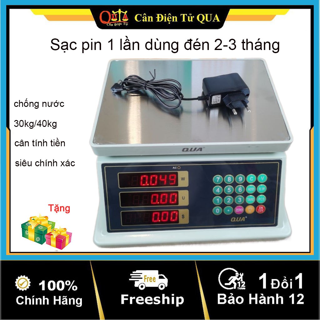 Cân Điện Tử Tính Tiền 2 Mặt 30kg 40kg QUA 839 Chống Nước Dùng Cho Cân Hàng Hóa Thực Phẩm Bảo Hành 1 Năm Shop QUA