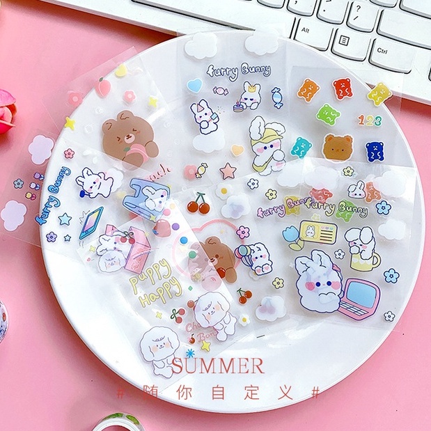 🍉Sticker Cute Cao Cấp Dán Cốc, Vở, Bình Nước, Hộp Bút 6*6cm Họa Tiết Hoạt Hình DUASHOP