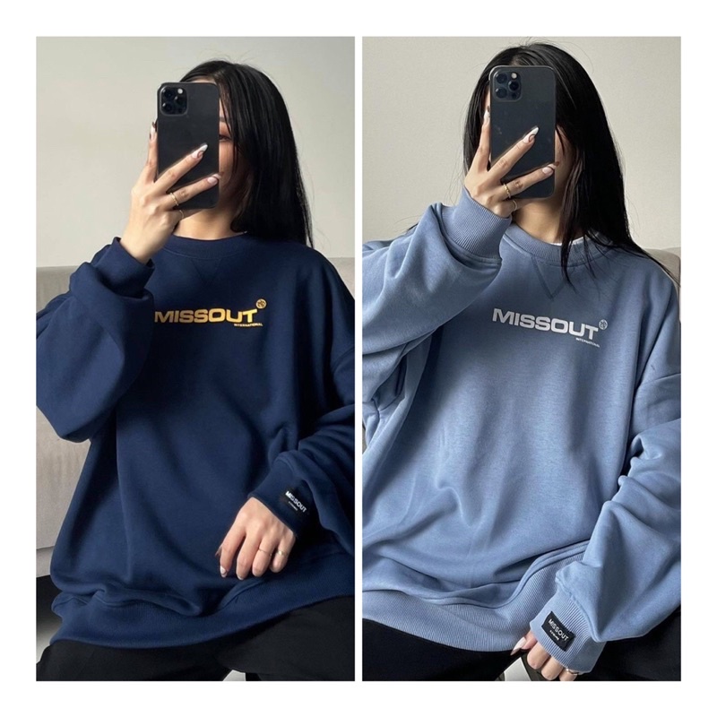 Áo Sweater Dài Tay Missout Unisex Nam Nữ Áo Nỉ Cổ Tròn Tay Phồng Chất Dày Dặn Kèm Ảnh Thật