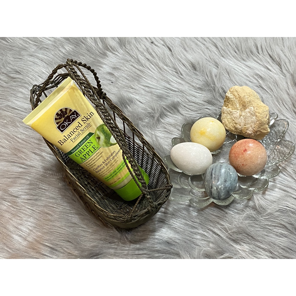 [HÀNG MỸ] OKAY Tẩy Tế Bào Chết Cho Da Mặt Cân Bằng Táo Xanh Tự Nhiên Làm Sáng  6oz 170g