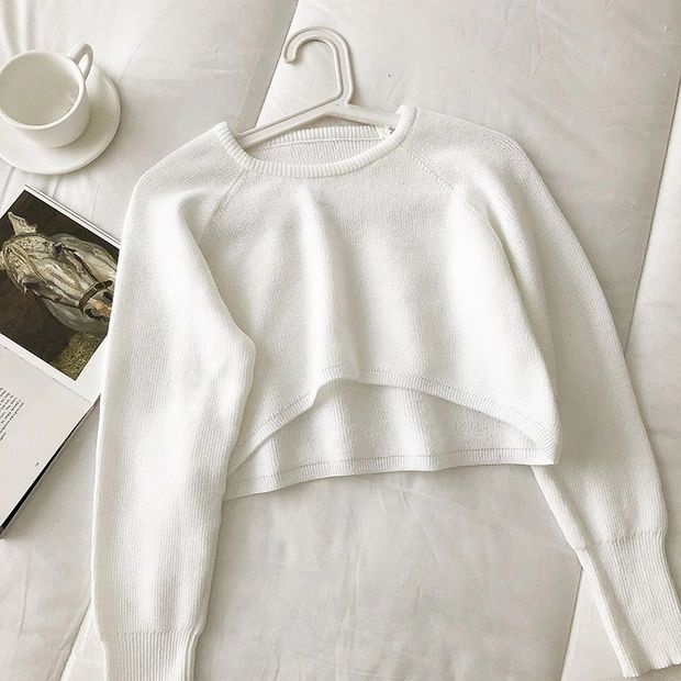 Áo Sweater Dệt Kim Tay Dài Cổ Tròn Cho Nữ