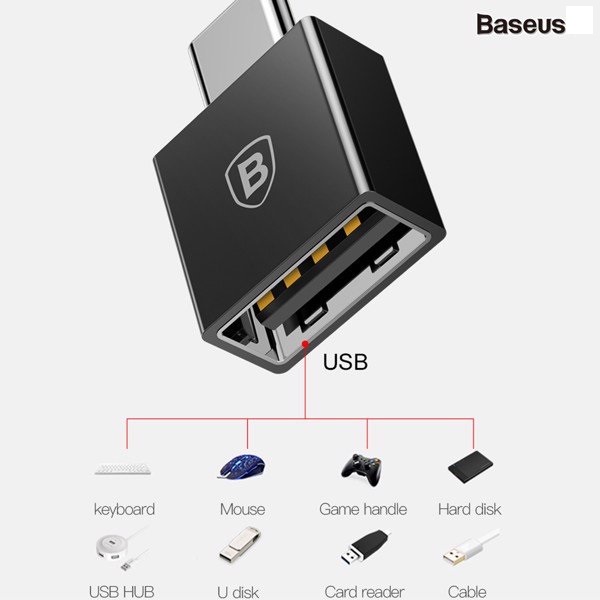 CHÍNH HÃNG Đầu chuyển đổi từ Type C sang USB tốc độ cao Baseus {BẢO HÀNH ĐỔI MỚI}