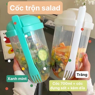 Cốc trộn salad, dung tích 700ml kèm dĩa