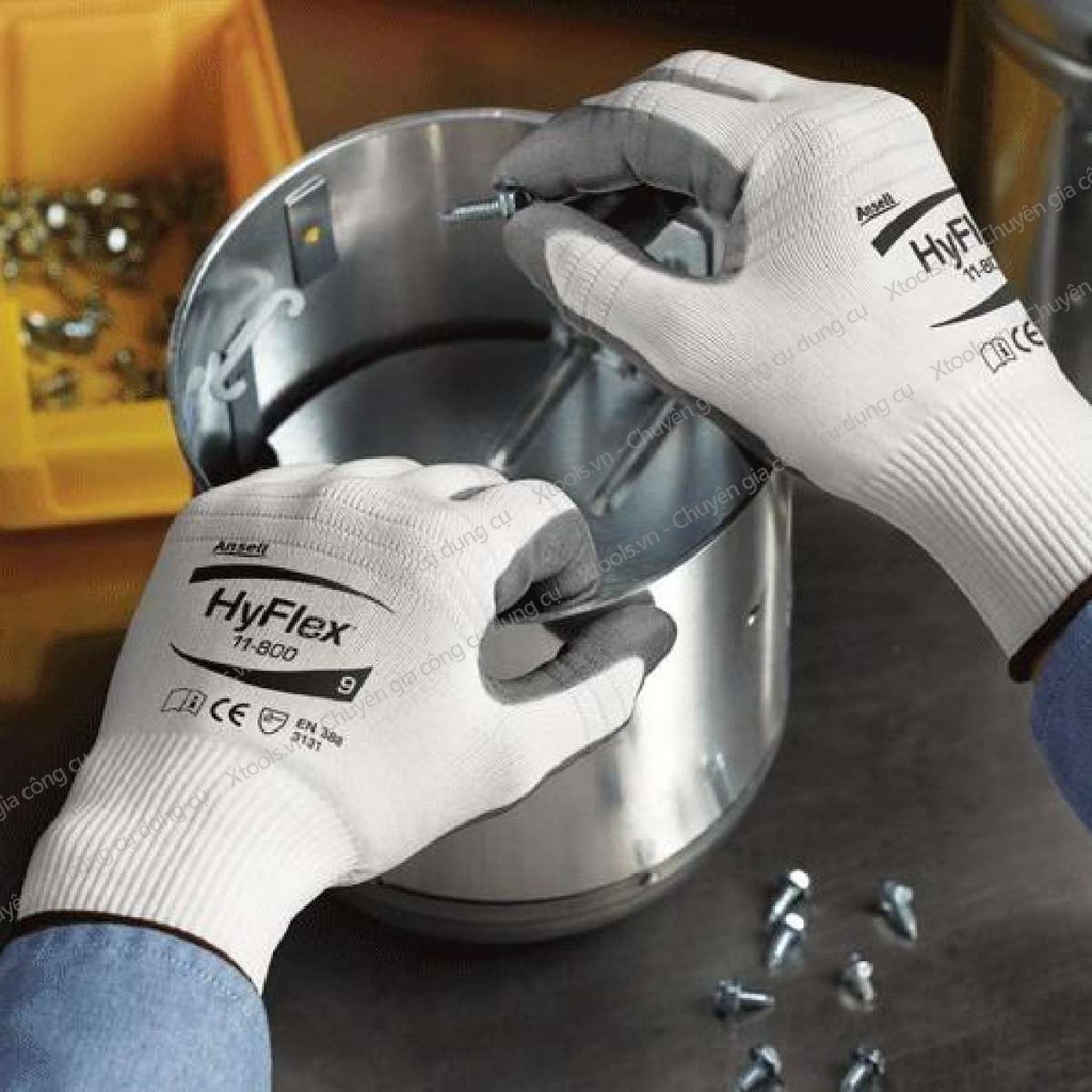 Găng tay đa năng Ansell Hyflex 11-800 găng tay bảo hộ lao động cơ khí, kỹ thuật, ôm sát tay, dễ dàng thao tác thoáng khí