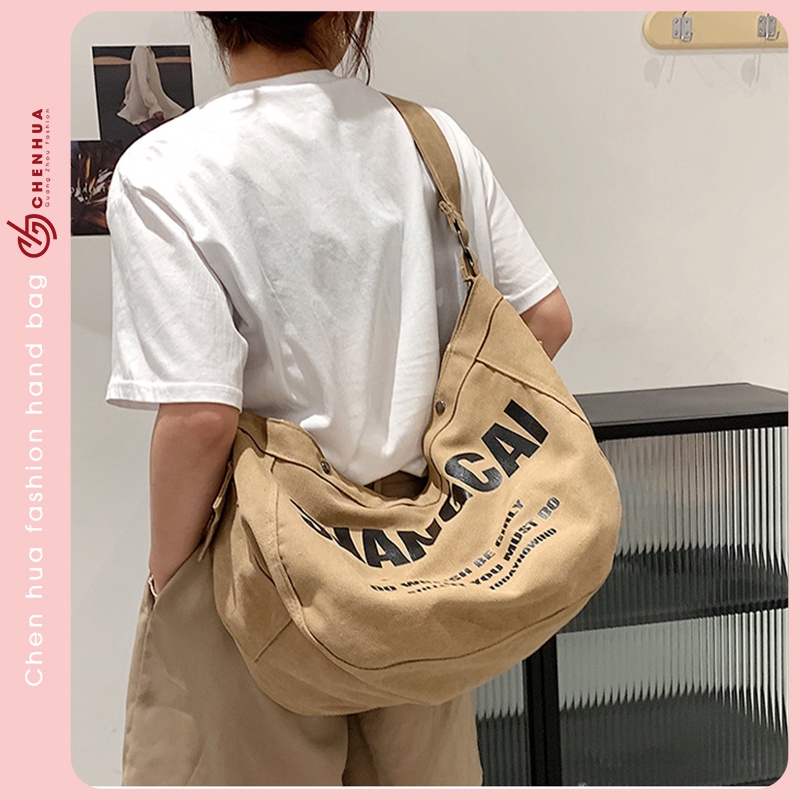 Túi tote vải canvas đeo chéo nữ ChenHua túi đeo vai đi thời trang đi du lịch đi chơi đẹp TX70