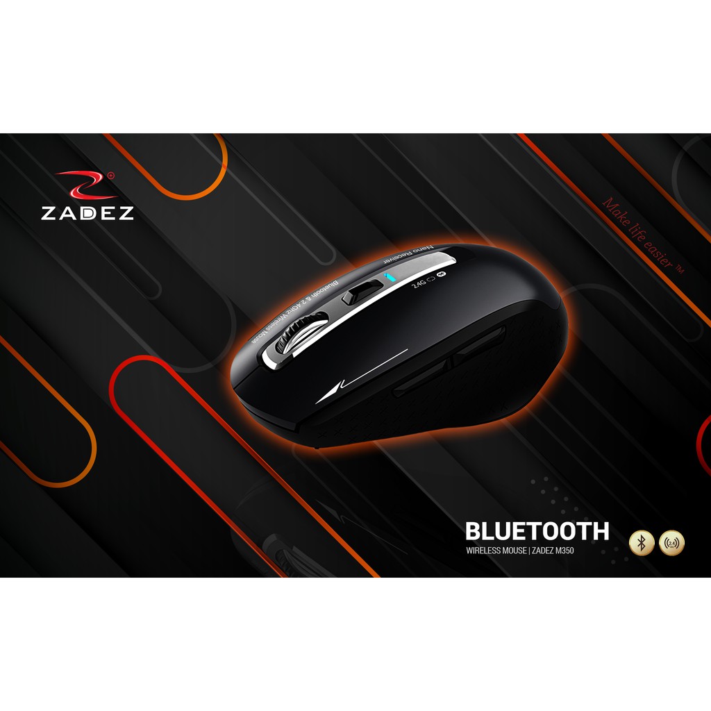 Chuột Bluetooth Không Dây 2 Chế Độ 5 nút 1600 DPI ZADEZ M-350 | Hàng Chính Hãng