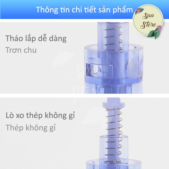 Đầu Kim Xanh Loại Cao Cấp Chuẩn Chính Hãng Cho Các Loại Máy Lăn Dr.Pen Nano 12 36 Phi Kim Tinh Chất Cấy Tảo Phấn DrPen