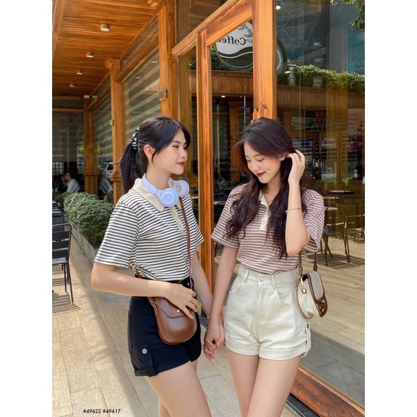 ÁO THUN CỔ-33303-kẻ ngang