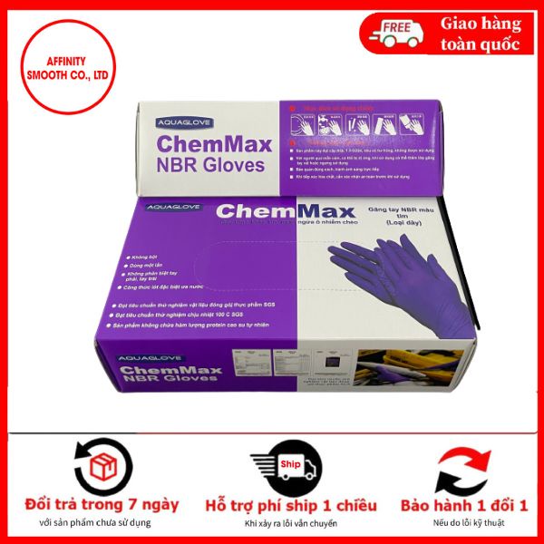 Găng Tay Y Tế - Găng Tay Không Bột Nitrile, Găng Tay NBR Màu Tím (Hộp 50 Đôi )