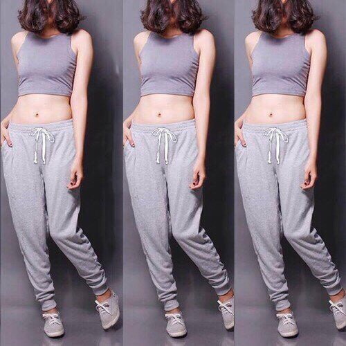 Quần jogger nữ phong cách Basic &amp; Sport 26, nhiều size, cá tính và thoải mái tiện lợi, nỉ thun dài ống bó đen xám trơn
