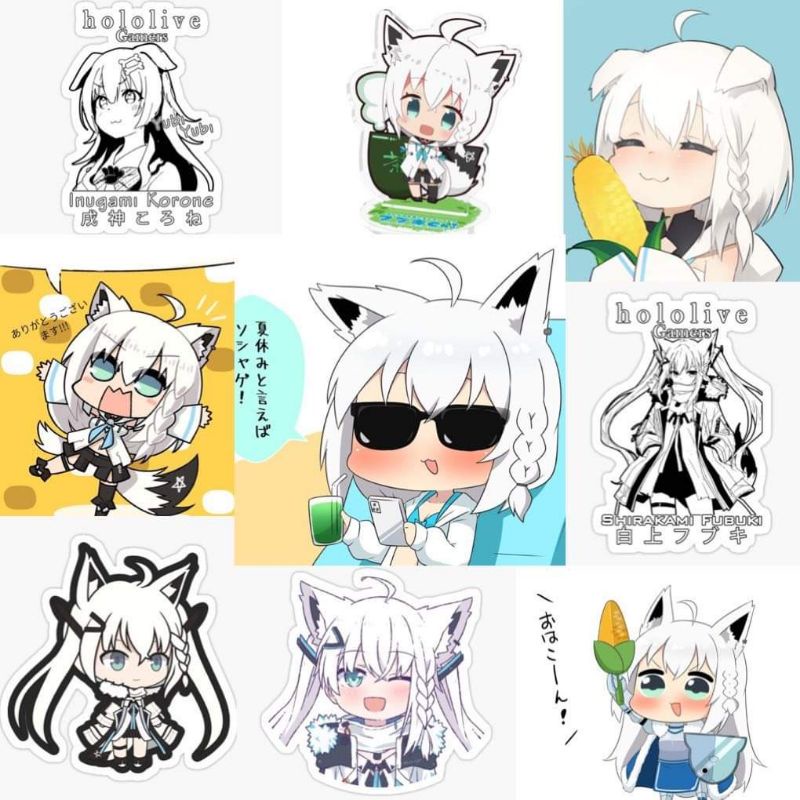 10-60 hình dán Stickers Shirakami Fubuki decal