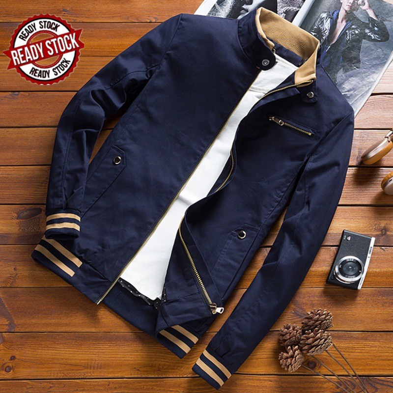 Áo khoác Bomber Cotton nguyên chất dành cho nam Áo khoác ngoài Áo gió xe máy Jaket