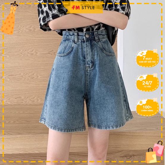 Quần jean nữ FM Style chất denim đẹp ống rộng cạp cao phong cách 220403609