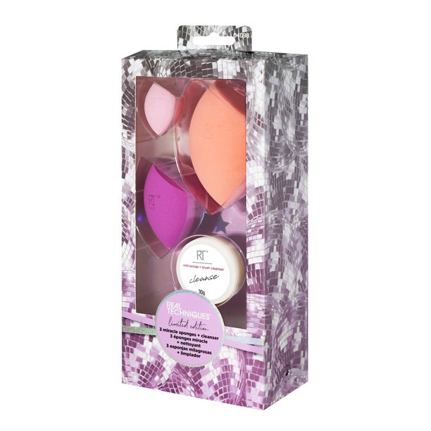 Set 3 mút và cục vệ sinh Real Techniques Miracle Sponges + Cleanse 4 Piece Makeup Sponge Set