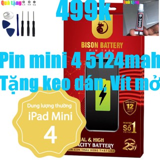 Pin iPad mini 4, Pin iPad A1550 Bison 5124mah bảo hành 12 tháng