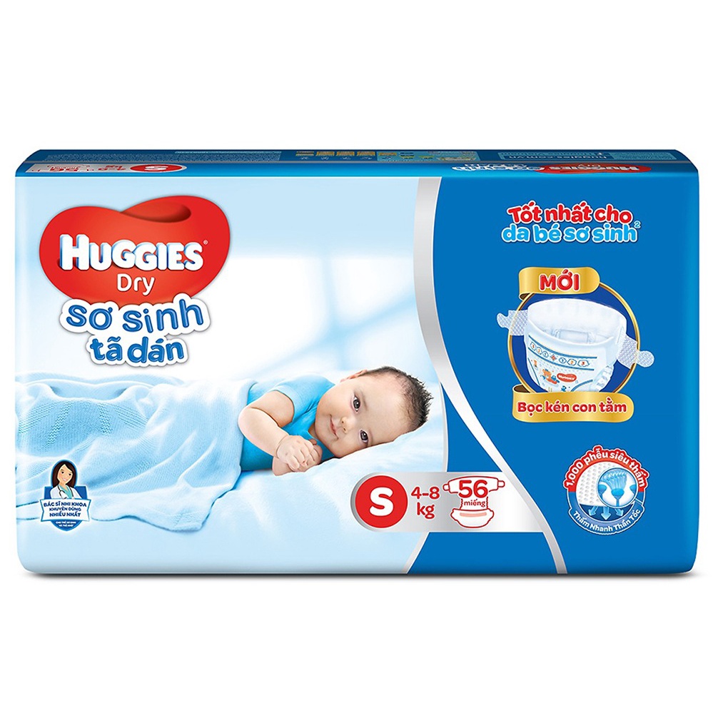Bỉm – Tã quần sơ sinh Huggies size S -52 miếng (Cho trẻ 4 – 8kg)