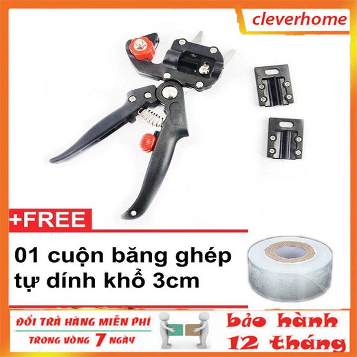 [tặng băng keo ghép cành] Kéo ghép cành đa năng chuyên dụng tặng 2 lưỡi cắt và trụ đỡ thay thế (màu đen)