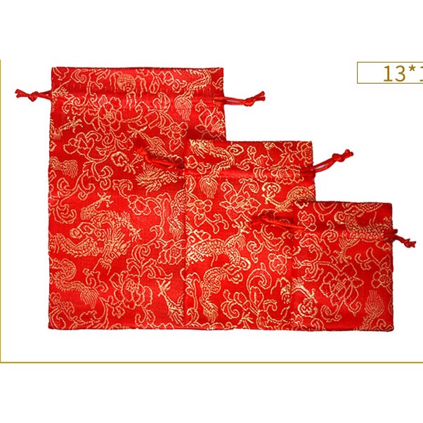 Sỉ 10 túi gấm đỏ phong thủy may mắn, đựng đồ phong thủy, trang sức