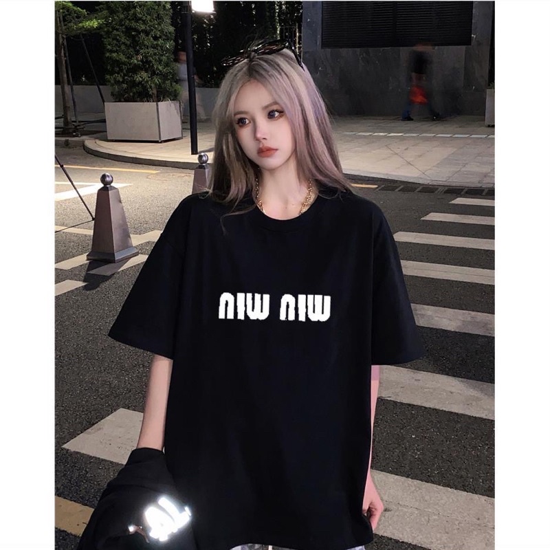 Áo Phông Tay Lỡ Miuniu Logo in nhiệt Đang Hot