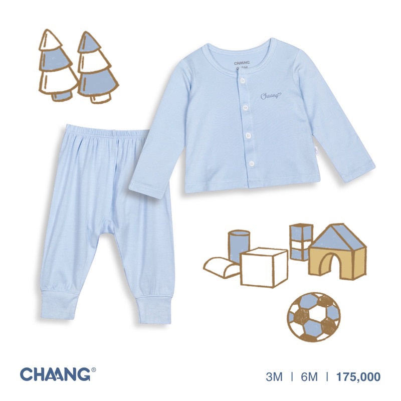Bộ cài thẳng Chaang sơ sinh bé trai bé gái SS2022D05