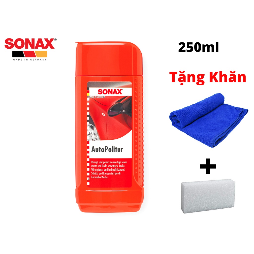 Kem Đánh Bóng Sơn Xe Mờ Xước Sonax 300100 Car Polish 250ml Tặng Khăn và Mút