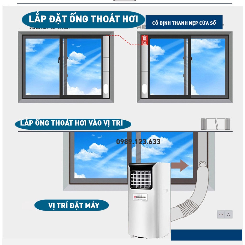 Máy lạnh di động mini 7000 BTU nhập khẩu FUJIHOME PAC07, máy điều hòa di động đứng đa chức năng làm lạnh, loc không khí