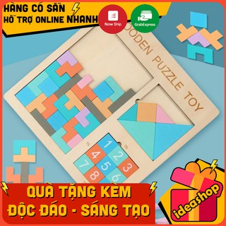 TRÒ CHƠI GIẢI ĐỔ TRÍ TUỆ XẾP HÌNH TANGRAM 4 IN 1 QUÀ TẶNG TƯ DUY CHO BÉ