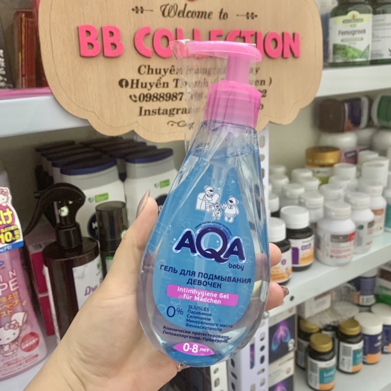 DUNG DỊCH VỆ SINH AQA DÀNH CHO BÉ GÁI từ 0+ đến 8 tuổi 300 ml, 400 ml