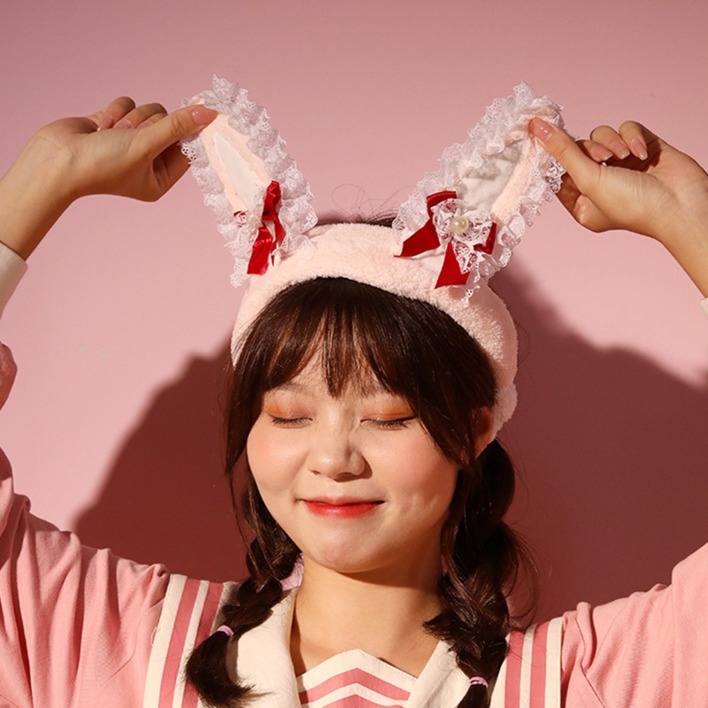 Băng Đô Tai Thỏ Họa Tiết Hoạt Hình Dễ Thương