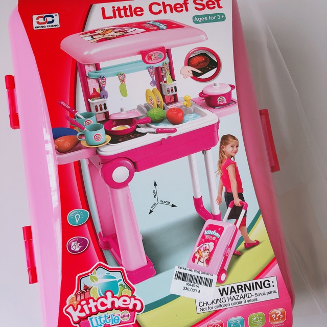 Bộ Đồ Chơi Nấu Ăn-Vali kéo làm bếp-Little Chef Set-Màu Hồng