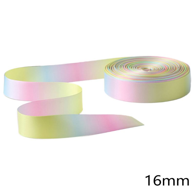 Cuộn Dây Ruy Băng Satin Hai Mặt Màu Cầu Vồng Dùng Làm Tóc DIY 50 Yard