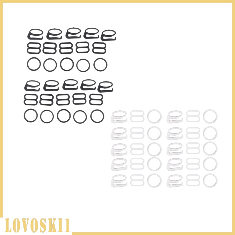 [LOVOSKI1]10 Sets White Bra Strap Slider/Hook/O Ring Fig 8 9 0 Lingerie Adjuster Craft