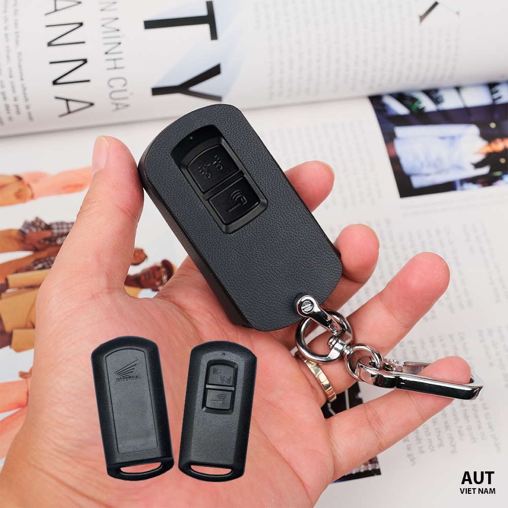 Bao da bảo vệ chìa khóa Honda Air Blade, Vario150, Lead, Vision 2 nút bấm, handmade