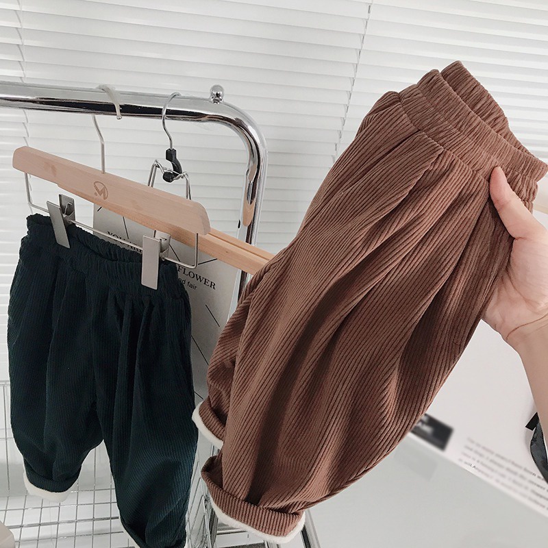 Quần dài ống rộng vải nhung phong cách Hàn Quốc thời trang mùa đông cho bé gái