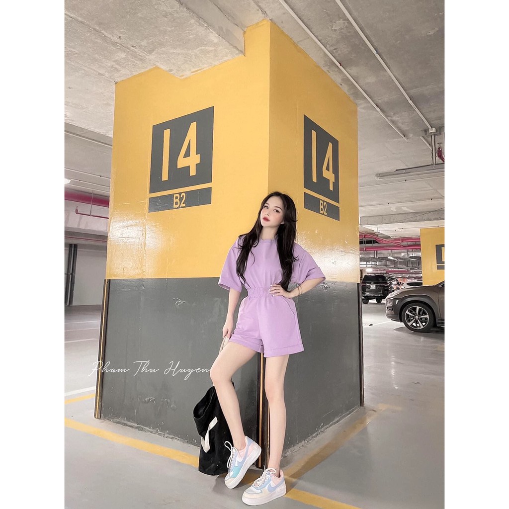 Set Quần Đùi Áo Thun -Bộ Quần Short Áo Phông -Đồ Bộ Trơn Thụng Cộc Tay From Rộng Tay Lỡ Sooc Phông Mặc Ở Nhà Ulzzang