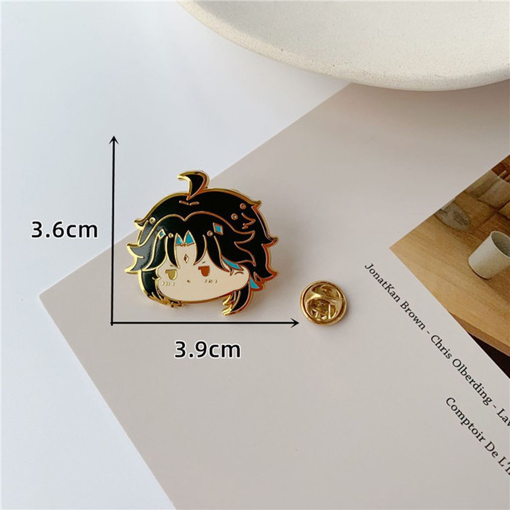 Ghim cài áo bằng kim loại tráng men họa tiết hoạt hình Ganyu