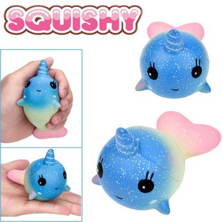Cute Squishy Colorful Unicorn Whale Slow Rising Straps Rainbow Dolphin Squeeze