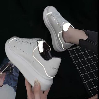 Giày thể thao nữ mcq trắng phản quang mới hot 2021