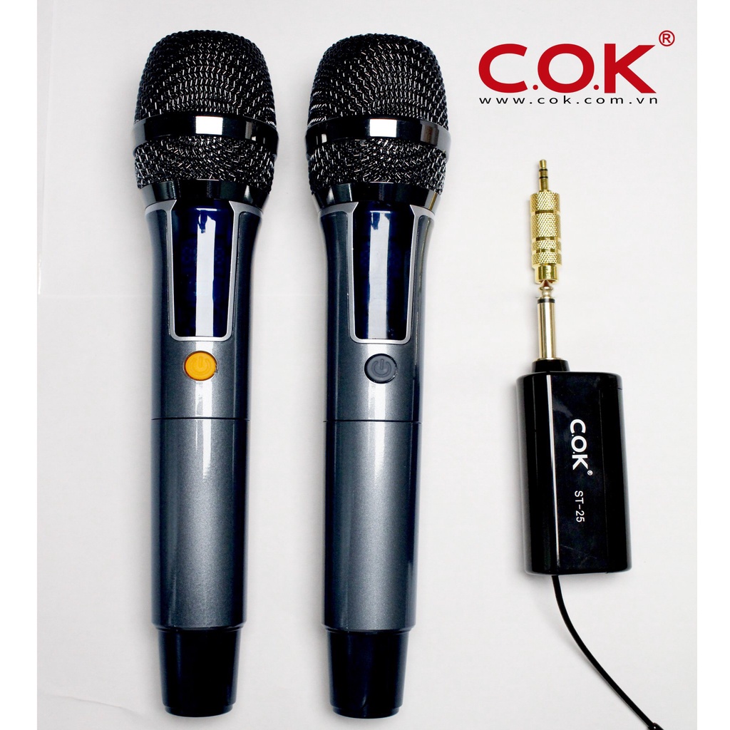 Bộ 2 Micro Karaoke Không Dây Đa Năng COK ST- 25 - Thời Lượng Pin Tối Đa Màn Hình LED Chống Nhiễu Chống Hú Giảm Ồn