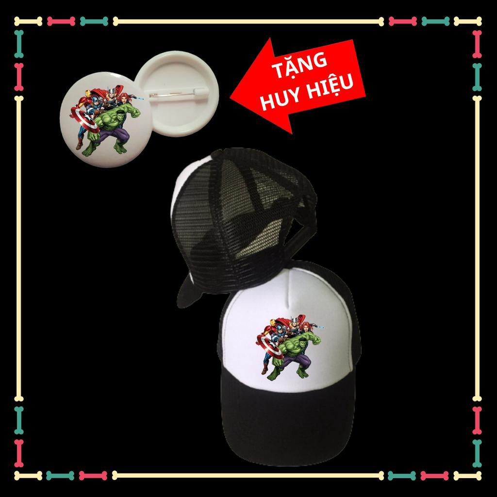 Nón siêu anh hùng Marvel trẻ em phong cách, đủ màu mũ-Tặng kèm huy hiệu Marvel
