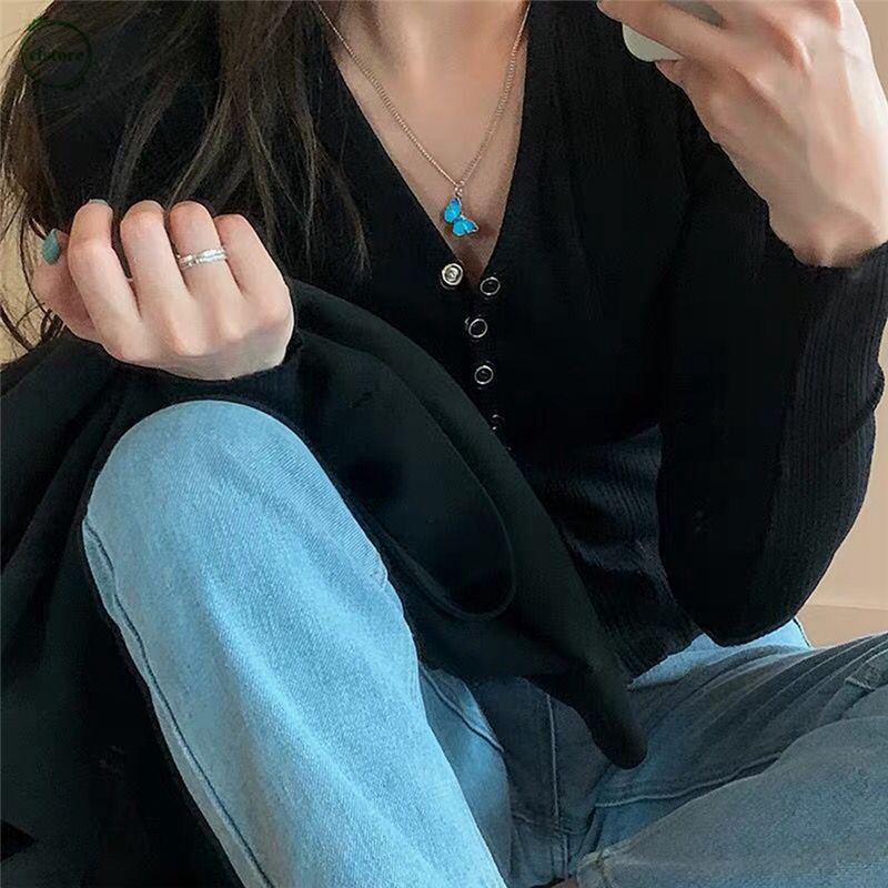 Dây Chuyền Mặt Hình Bướm Nhiều Màu Sắc Phong Cách Harajuku