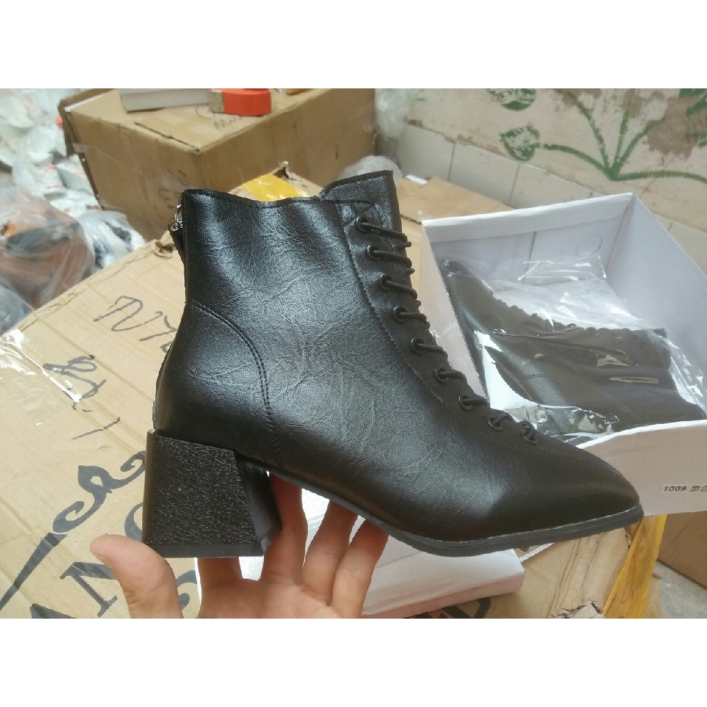 Boot Cao Cổ Chất Da Vân Sần Dây Buộc Cao_BL1009 (Loại đẹp_FullBox)