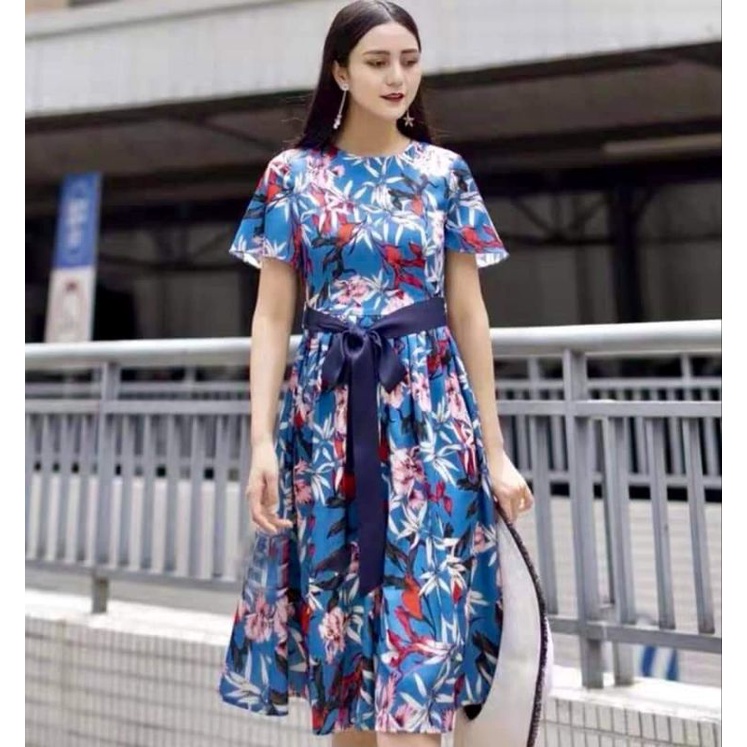 đầm hoa xanh nữ 75