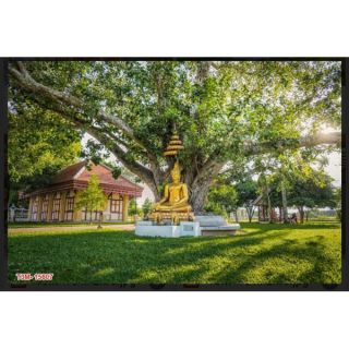 Tranh dán tường 3d phật ngồi gốc cây bồ đề