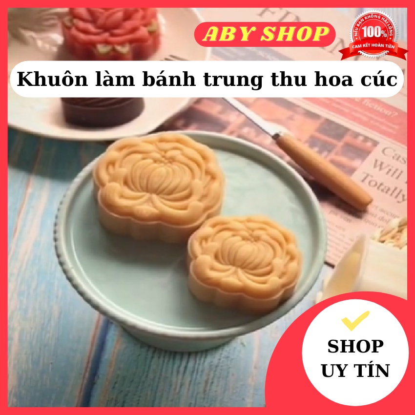 Khuôn bánh trung thu lò xo ⚡ SIÊU BỀN ⚡ khuôn làm bánh trung thu hoa cúc 1 mặt cao cấp
